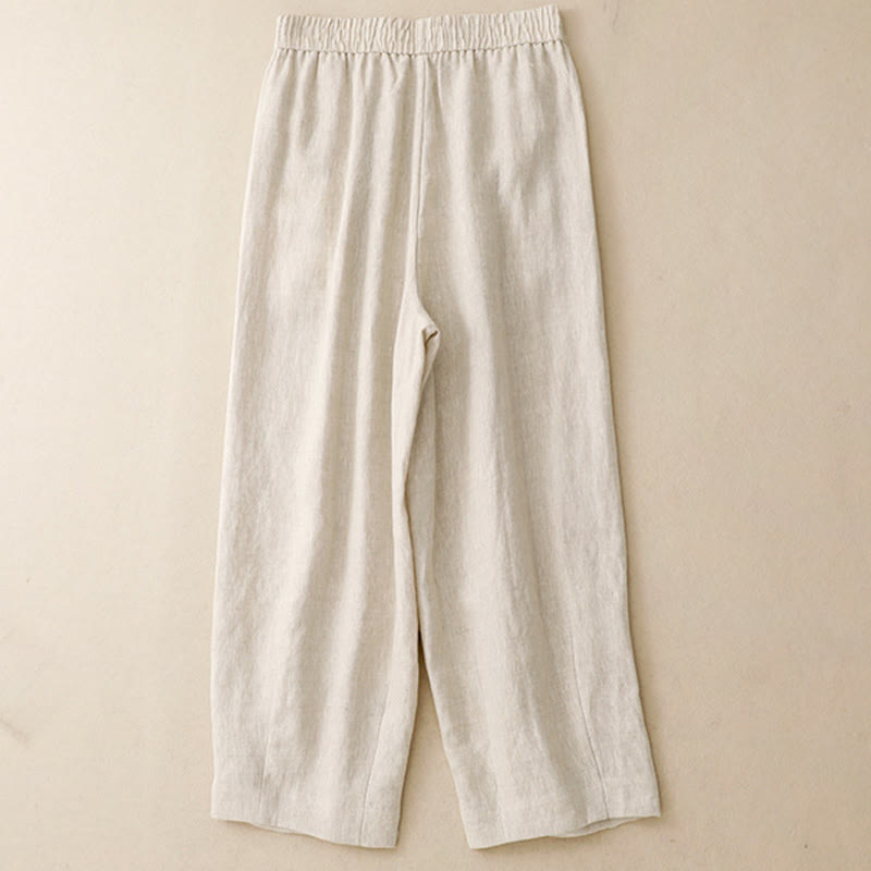 Buddha Stones Summer Plain Women's Cotton Linen Harem Pants With Pockets - image 12