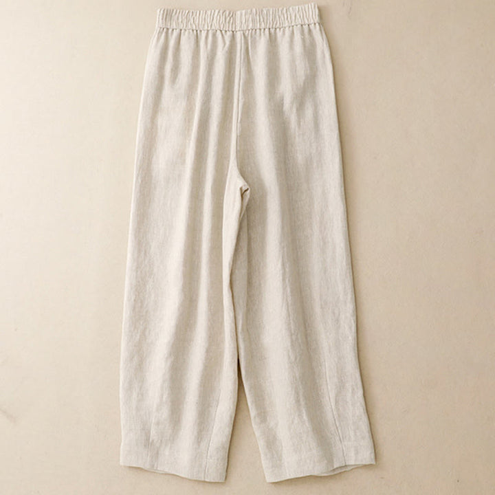 Buddha Stones Summer Plain Women's Cotton Linen Harem Pants With Pockets - image 12