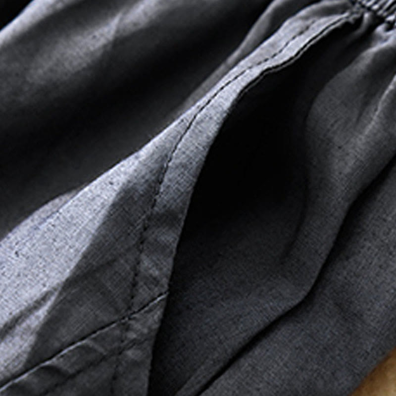 Buddha Stones Casual Plain Cropped Pants Women's Cotton Linen Harem Pants With Pockets - image 2