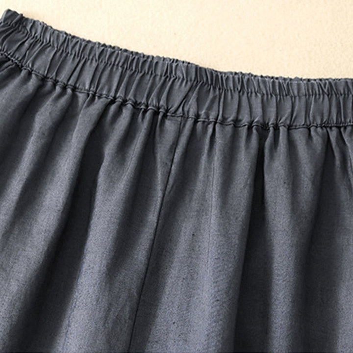 Buddha Stones Casual Plain Cropped Pants Women's Cotton Linen Harem Pants With Pockets - image 3