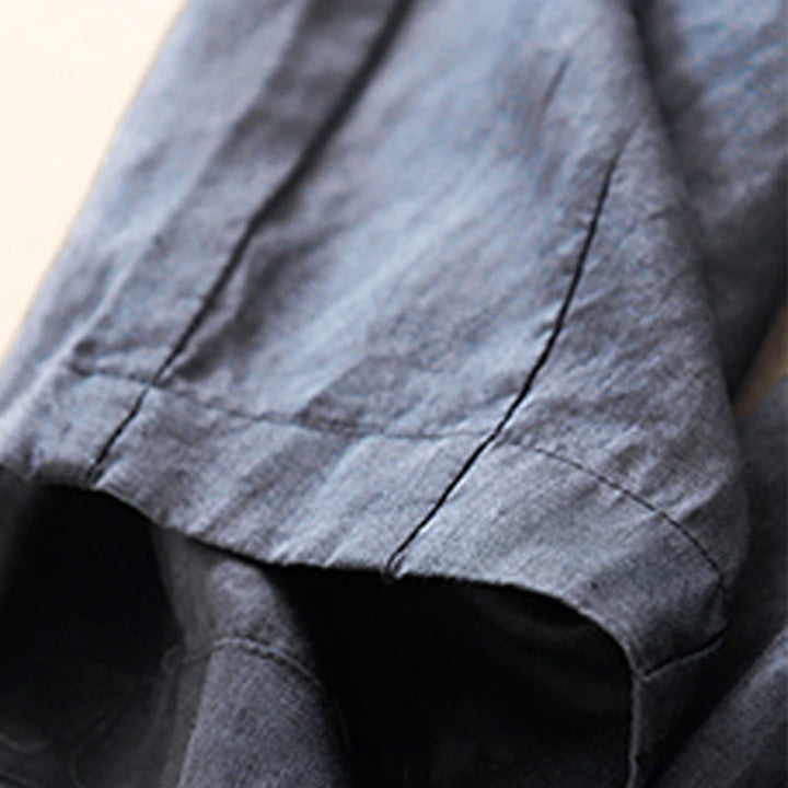 Buddha Stones Casual Plain Cropped Pants Women's Cotton Linen Harem Pants With Pockets - image 5