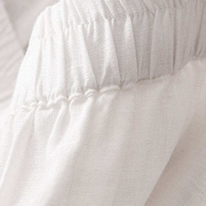 Buddha Stones Casual Plain Cropped Pants Women's Cotton Linen Harem Pants With Pockets - image 7