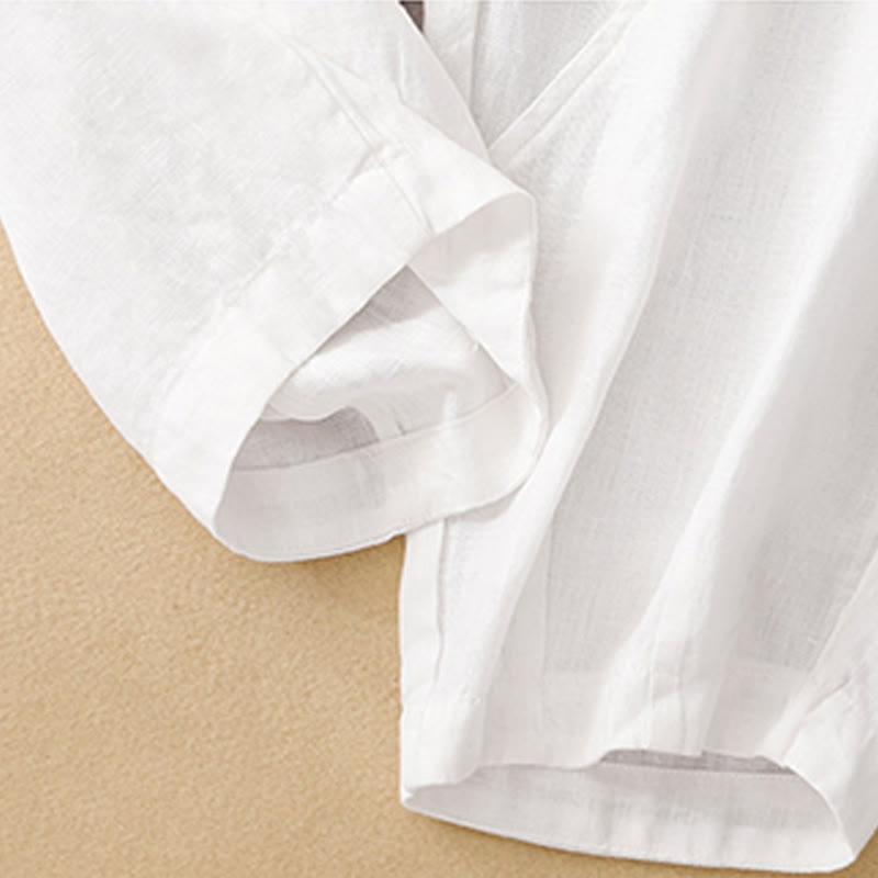 Buddha Stones Casual Plain Cropped Pants Women's Cotton Linen Harem Pants With Pockets - image 9