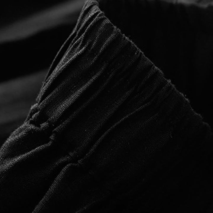 Buddha Stones Casual Plain Cropped Pants Women's Cotton Linen Harem Pants With Pockets - image 12