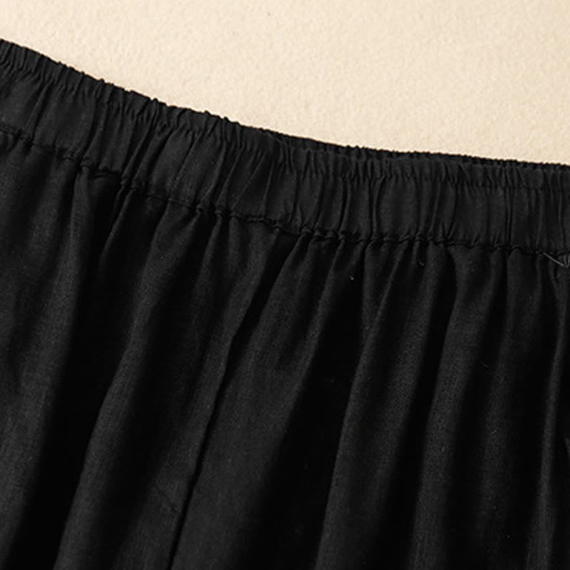 Buddha Stones Casual Plain Cropped Pants Women's Cotton Linen Harem Pants With Pockets - image 15