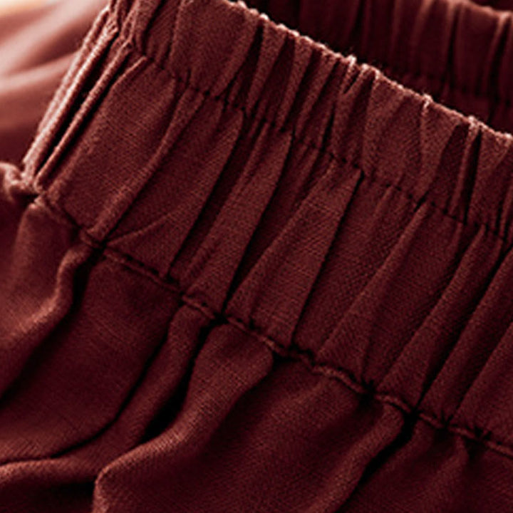 Buddha Stones Casual Plain Cropped Pants Women's Cotton Linen Harem Pants With Pockets - image 18