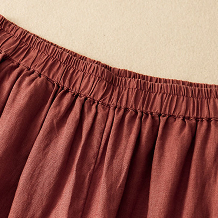 Buddha Stones Casual Plain Cropped Pants Women's Cotton Linen Harem Pants With Pockets - image 20