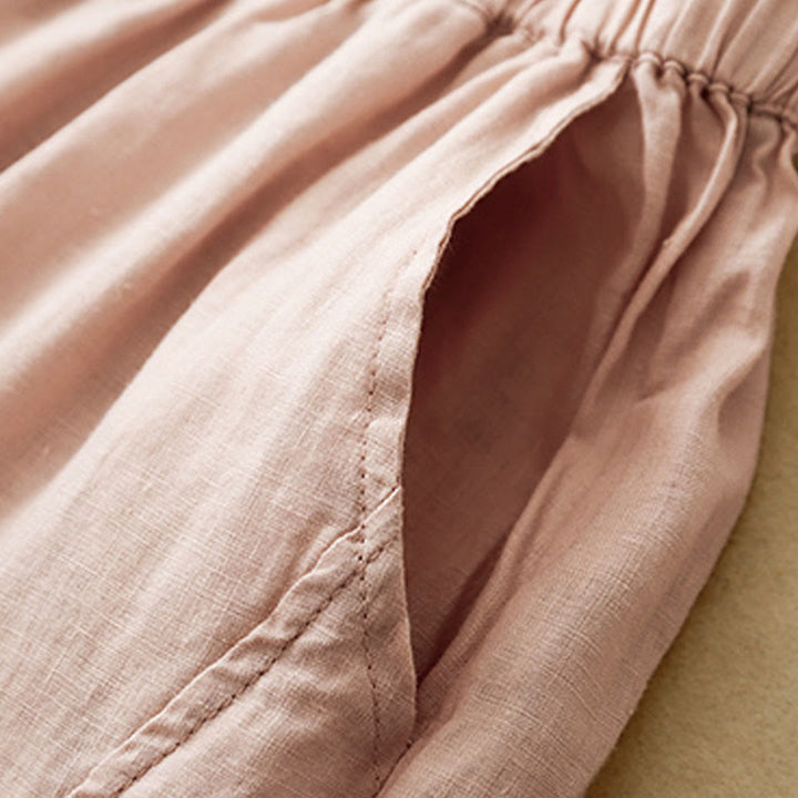 Buddha Stones Casual Plain Cropped Pants Women's Cotton Linen Harem Pants With Pockets - image 23