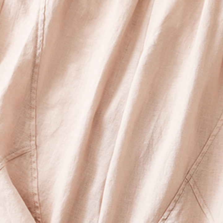 Buddha Stones Casual Plain Cropped Pants Women's Cotton Linen Harem Pants With Pockets - image 26