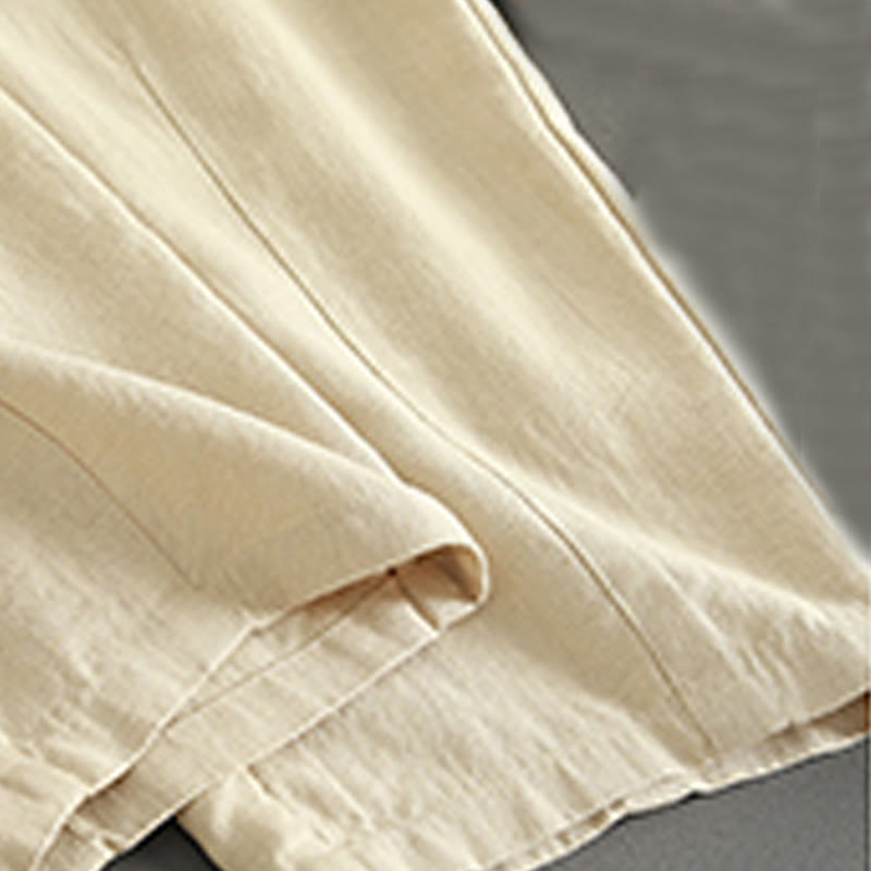 Buddha Stones Pure Color Buttons Women's Linen Pants With Pockets - image 7