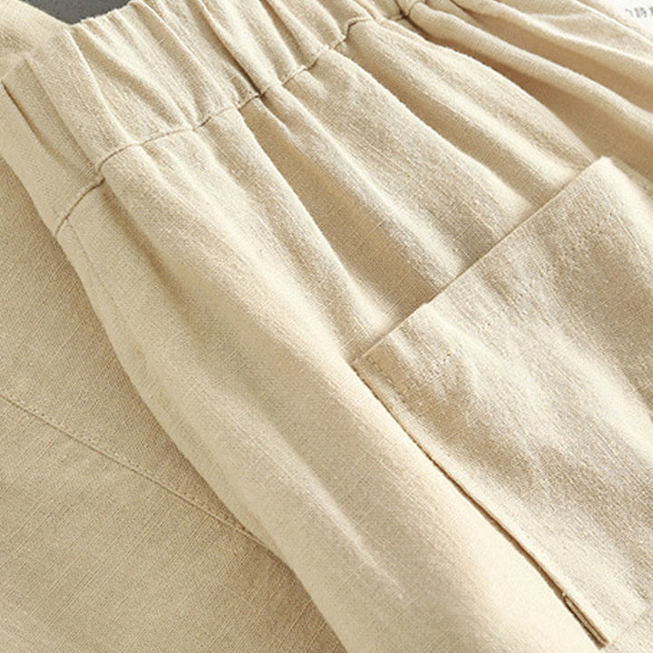 Buddha Stones Pure Color Buttons Women's Linen Pants With Pockets - image 10