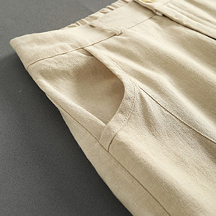 Buddha Stones Pure Color Buttons Women's Linen Pants With Pockets - image 11