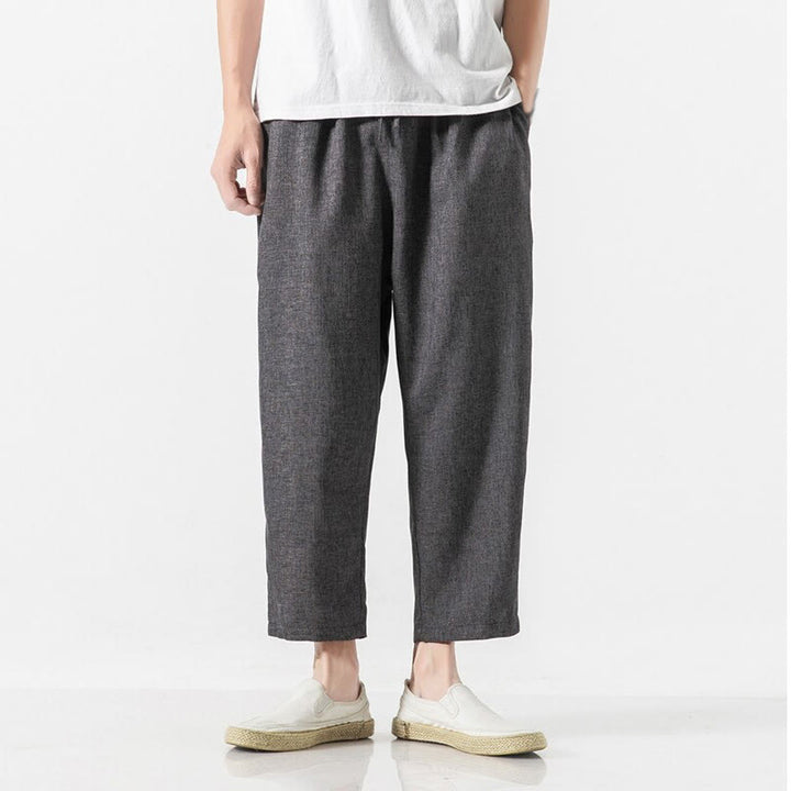 Buddha Stones Summer Plain Men's 7-8 Length Cotton Linen Pants With Pockets - Black - US/UK/AU46,EU56 (5XL) - image 11