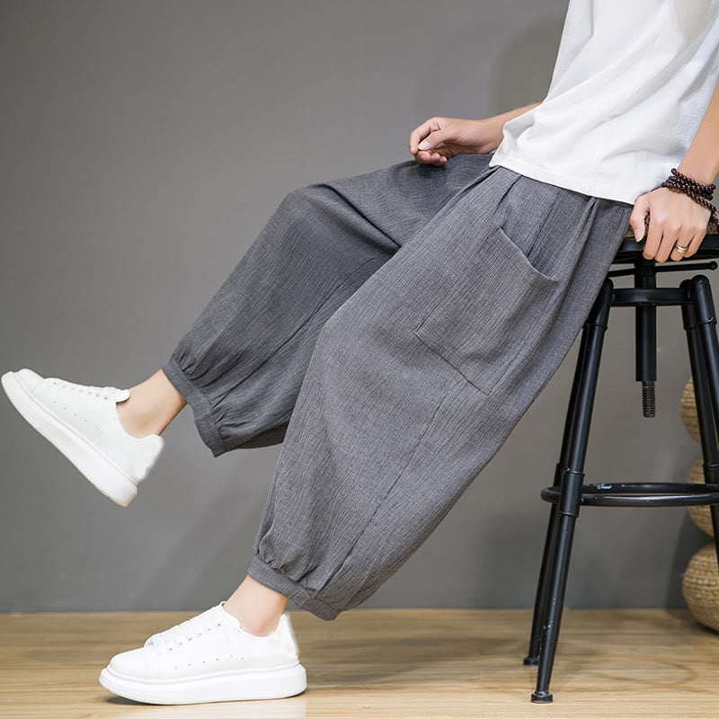 Buddha Stones Casual 7-8 Length Cropped Men's Harem Pants With Side Pockets - image 27