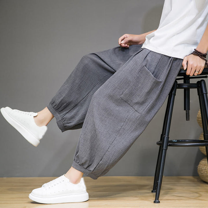 Buddha Stones Casual 7-8 Length Cropped Men's Harem Pants With Side Pockets - image 27