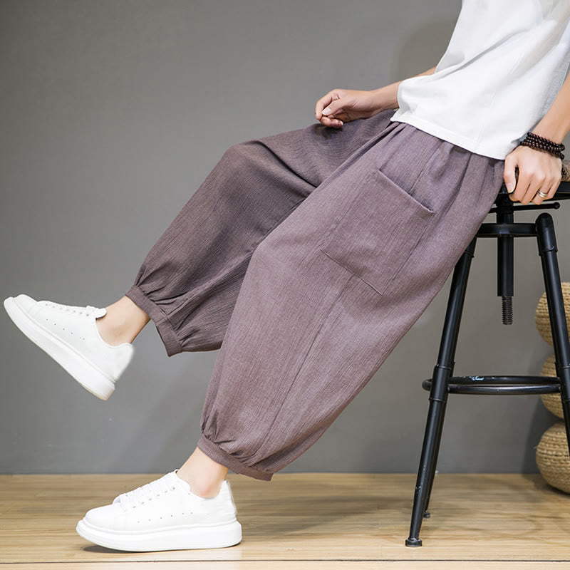 Buddha Stones Casual 7-8 Length Cropped Men's Harem Pants With Side Pockets - image 35