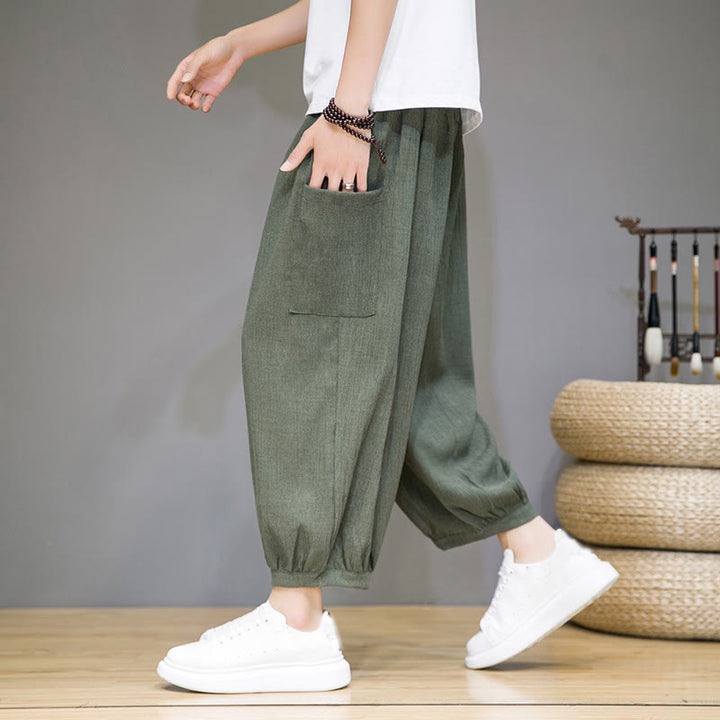 Buddha Stones Casual 7-8 Length Cropped Men's Harem Pants With Side Pockets - image 6