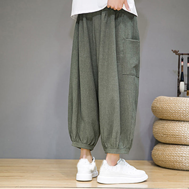 Buddha Stones Casual 7-8 Length Cropped Men's Harem Pants With Side Pockets - image 4