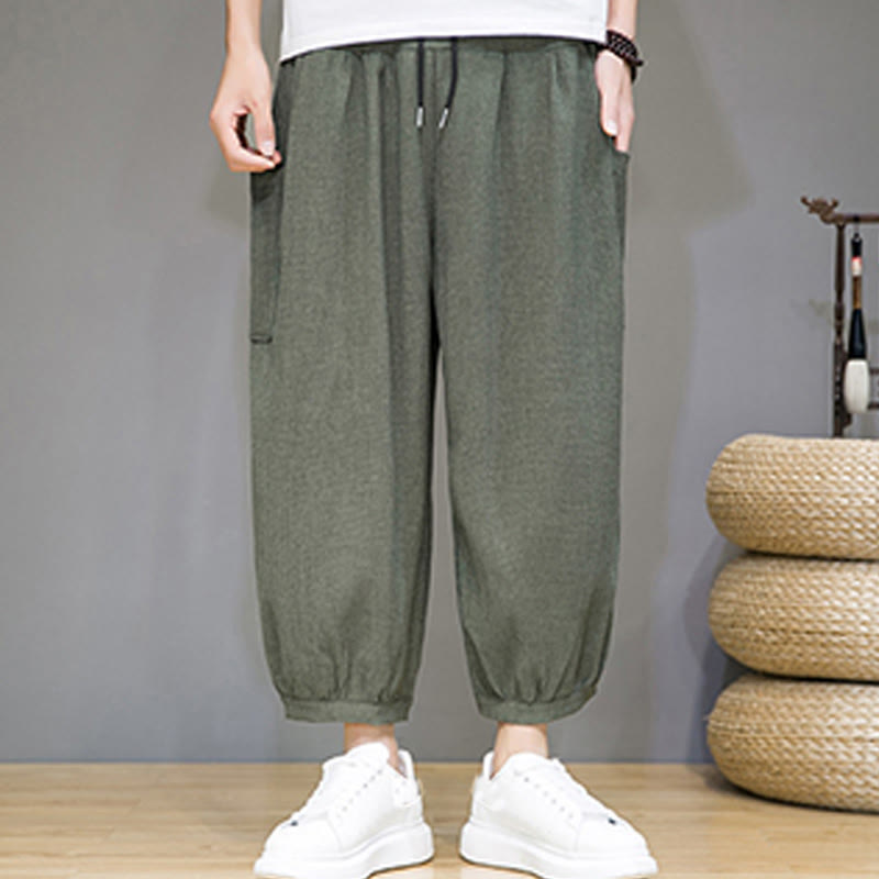 Buddha Stones Casual 7-8 Length Cropped Men's Harem Pants With Side Pockets - image 7