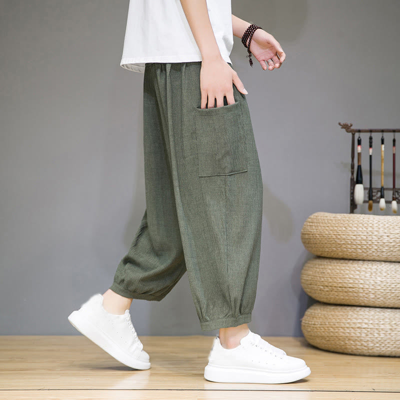 Buddha Stones Casual 7-8 Length Cropped Men's Harem Pants With Side Pockets - image 8