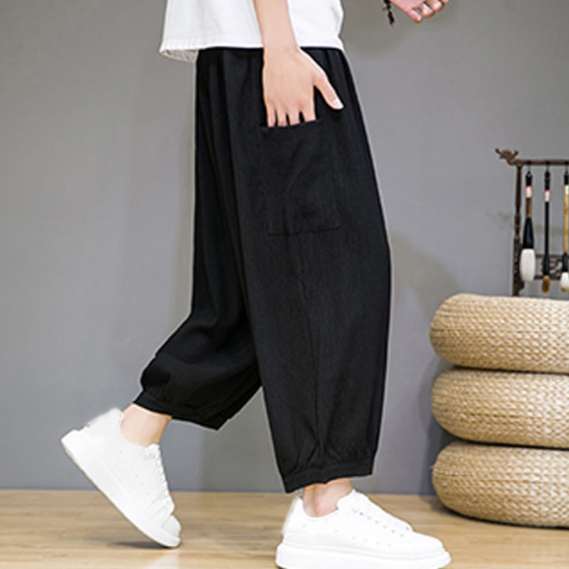 Buddha Stones Casual 7-8 Length Cropped Men's Harem Pants With Side Pockets - image 15