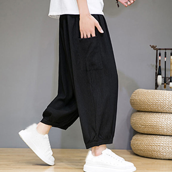 Buddha Stones Casual 7-8 Length Cropped Men's Harem Pants With Side Pockets - image 15
