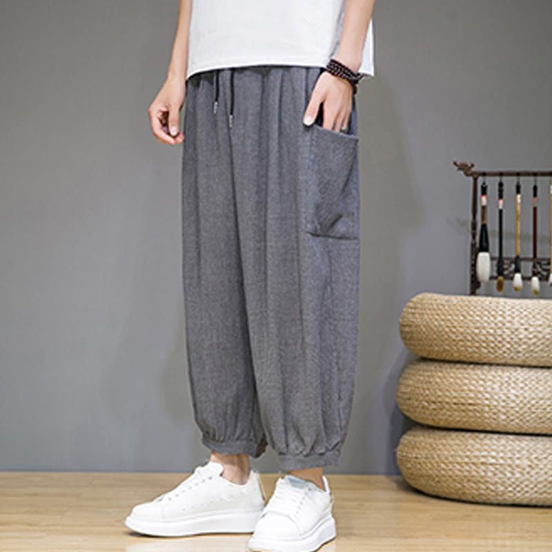 Buddha Stones Casual 7-8 Length Cropped Men's Harem Pants With Side Pockets - image 25
