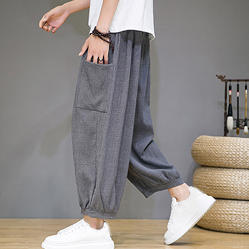 Buddha Stones Casual 7-8 Length Cropped Men's Harem Pants With Side Pockets - image 24
