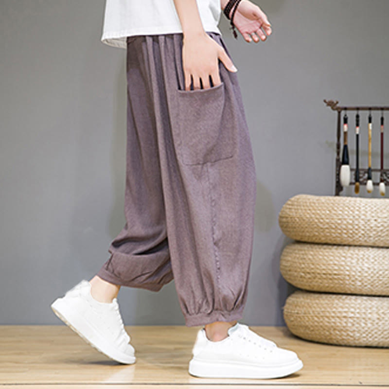 Buddha Stones Casual 7-8 Length Cropped Men's Harem Pants With Side Pockets - image 29