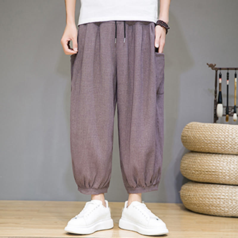 Buddha Stones Casual 7-8 Length Cropped Men's Harem Pants With Side Pockets - image 32