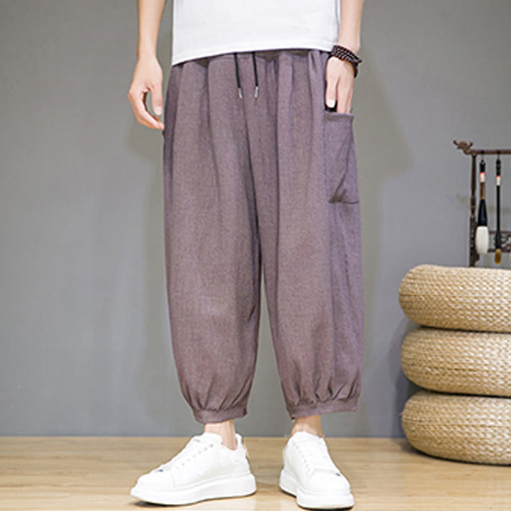 Buddha Stones Casual 7-8 Length Cropped Men's Harem Pants With Side Pockets - image 34