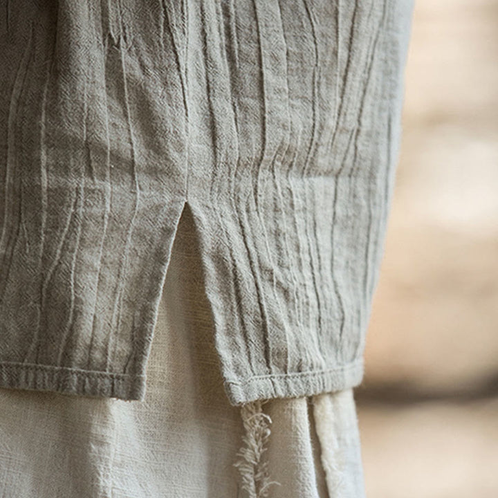 Buddha Stones Summer Tie-dye Frog-Button Ramie Cotton Sleeveless Women's Vest - image 25