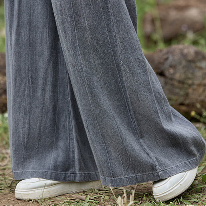 Buddha Stones Casual Tie-Dye Women's Linen Wide Leg Pants With Pockets - image 15