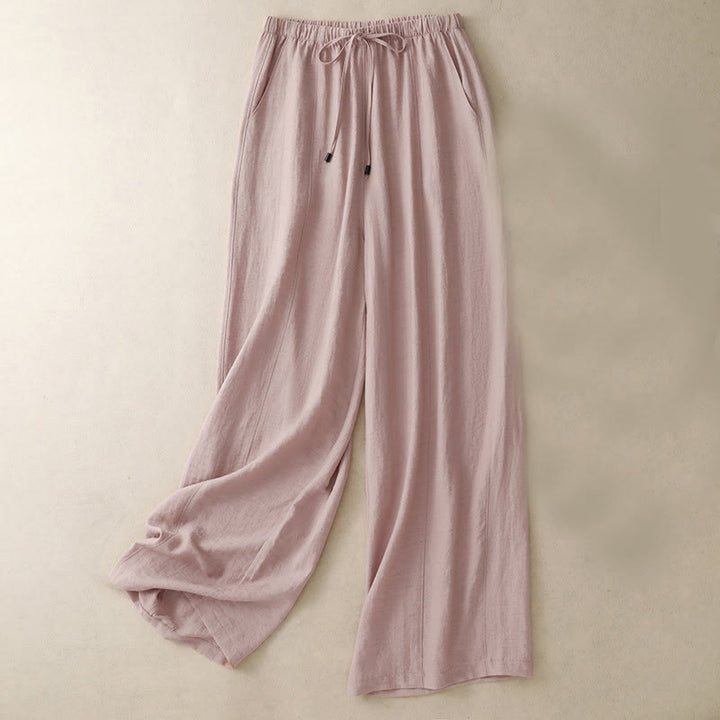Buddha Stones Summer Drawstring Design Women's Wide Leg Pants With Pockets - Pink - US8-10,UK/AU12-14,EU40-42 (2XL) - image 1
