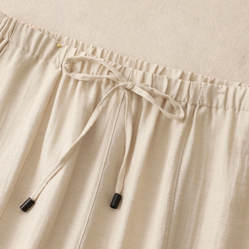 Buddha Stones Summer Drawstring Design Women's Wide Leg Pants With Pockets - image 9