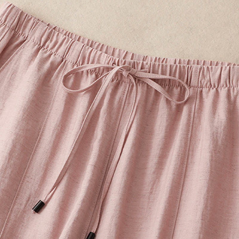 Buddha Stones Summer Drawstring Design Women's Wide Leg Pants With Pockets - image 2