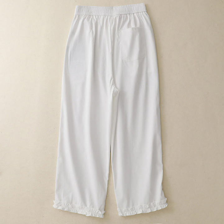 Buddha Stones Summer Button Ruffled Ankle-Length Women's Pants With Pockets - image 6