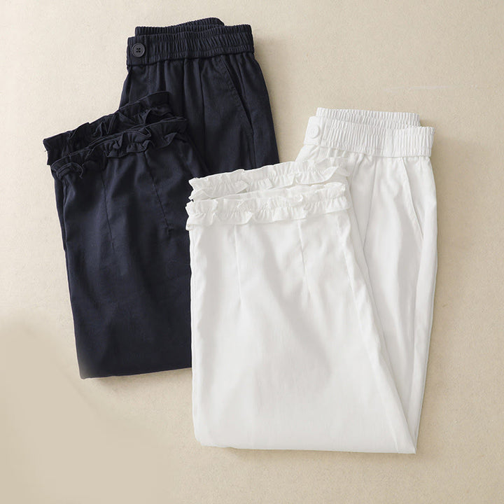 Buddha Stones Summer Button Ruffled Ankle-Length Women's Pants With Pockets - image 14