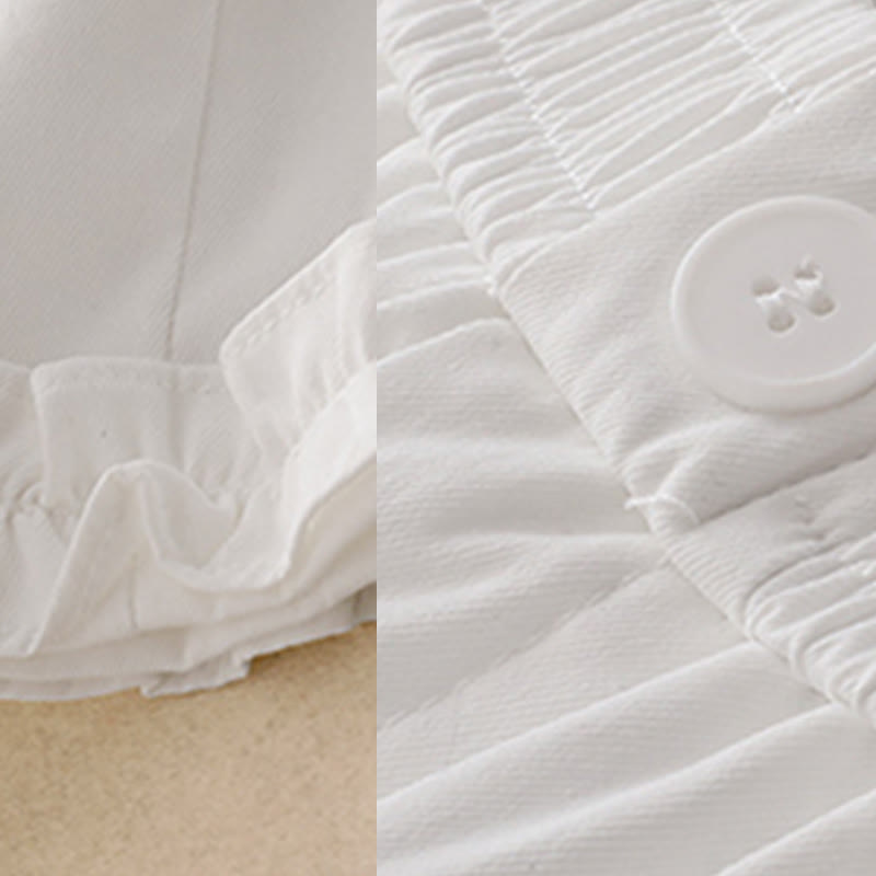 Buddha Stones Summer Button Ruffled Ankle-Length Women's Pants With Pockets - image 12