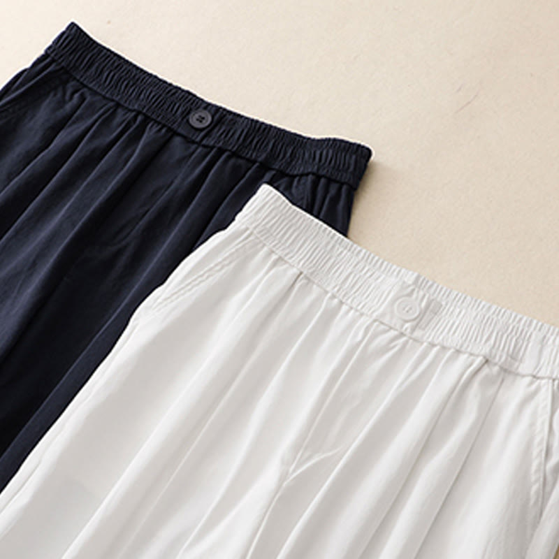 Buddha Stones Summer Button Ruffled Ankle-Length Women's Pants With Pockets - image 13