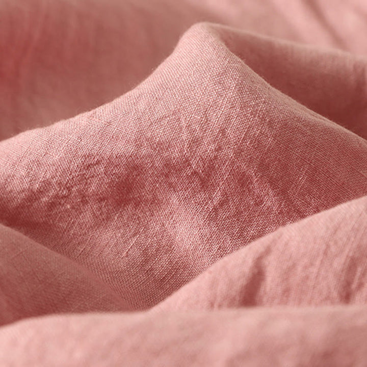 Buddha Stones Summer Plain Red Buttons Short Sleeve Women's Cotton Linen Shirt - image 10