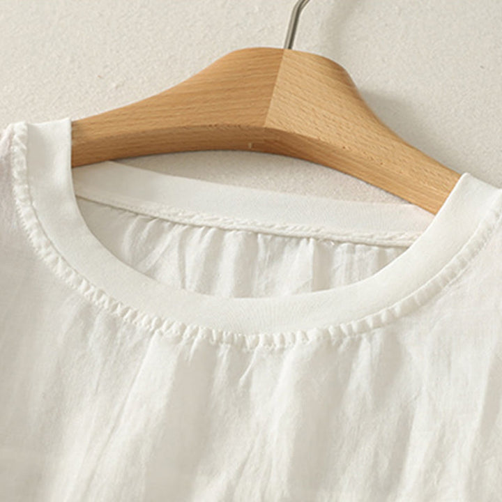 Buddha Stones Casual Embroidery Red Heart Short Sleeve Women's Cotton Linen T-Shirt - image 6