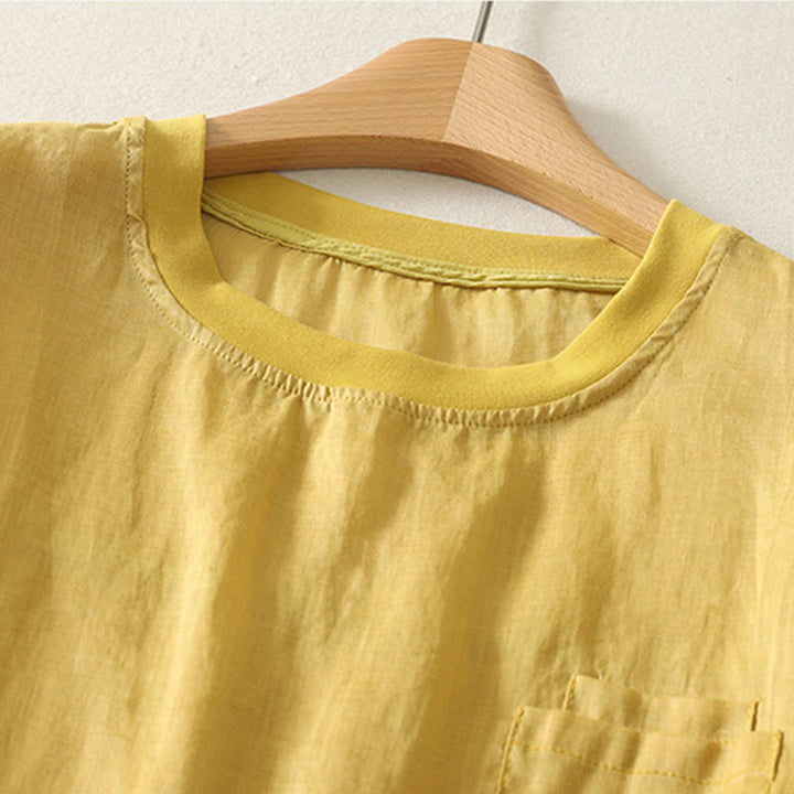 Buddha Stones Casual Embroidery Red Heart Short Sleeve Women's Cotton Linen T-Shirt - image 11