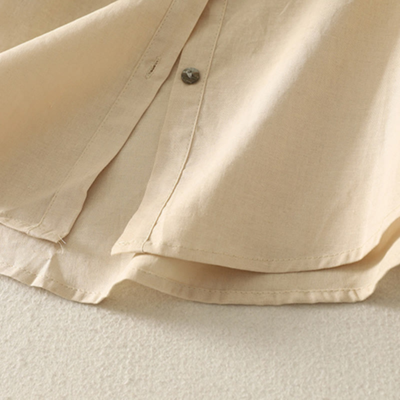 Buddha Stones Daily Printing Lily Pattern Half Puff Sleeve Women's Cotton Linen Shirt - image 16