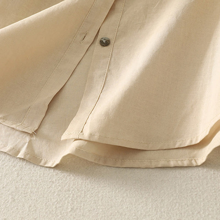 Buddha Stones Daily Printing Lily Pattern Half Puff Sleeve Women's Cotton Linen Shirt - image 16