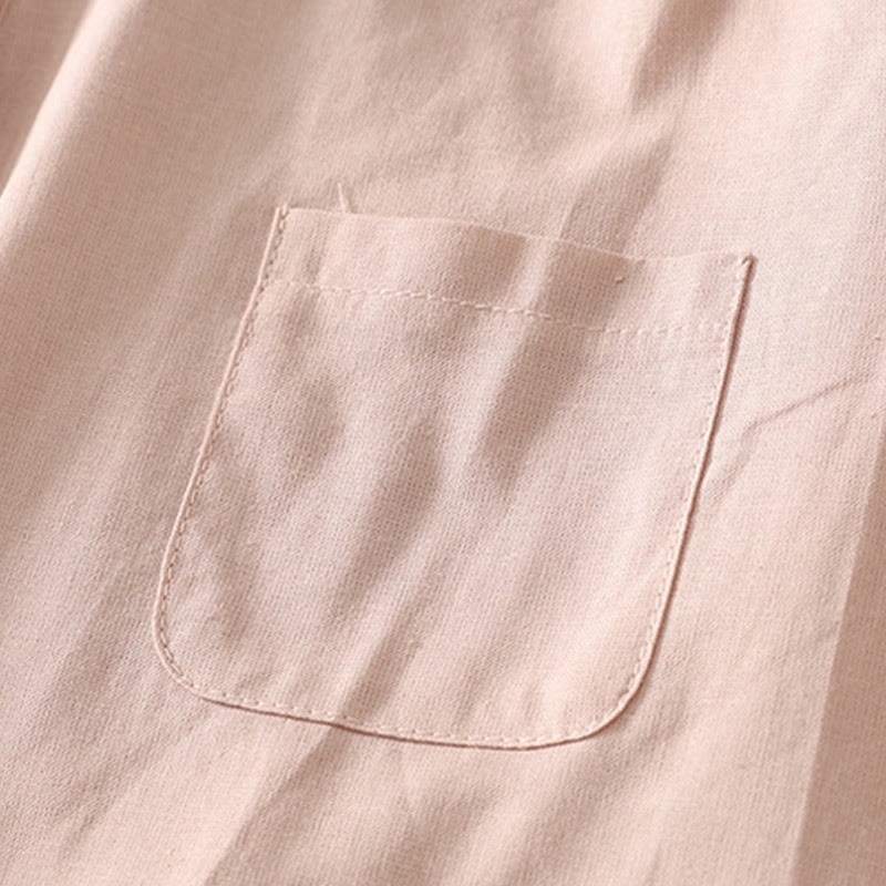 Buddha Stones Daily Printing Lily Pattern Half Puff Sleeve Women's Cotton Linen Shirt - image 9