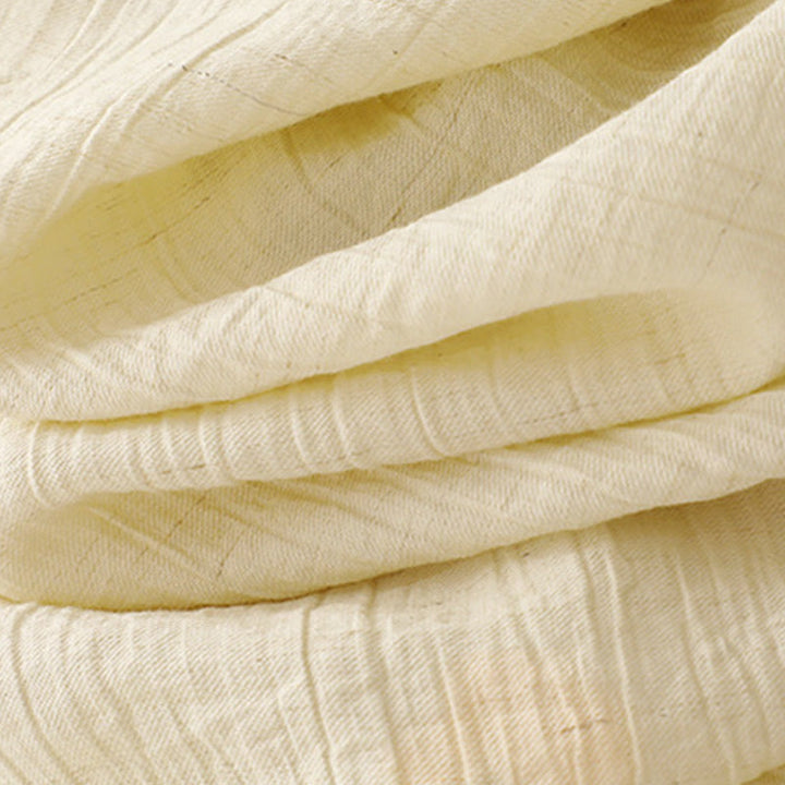 Buddha Stones Plain Asymmetrical Lace-Up Design Puff Short Sleeve Women's Cotton Shirt - image 13