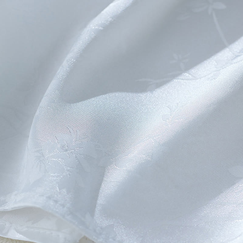 Buddha Stones Summer Solid Color Jacquard Flower Slit Design Three Quarter Sleeve Women's Shirt - image 12