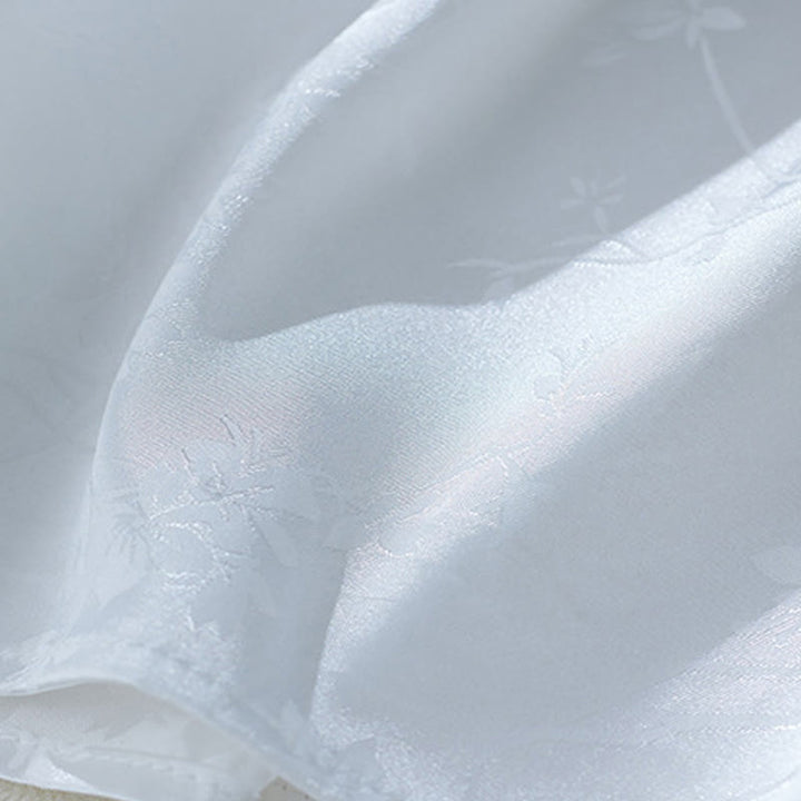 Buddha Stones Summer Solid Color Jacquard Flower Slit Design Three Quarter Sleeve Women's Shirt - image 12