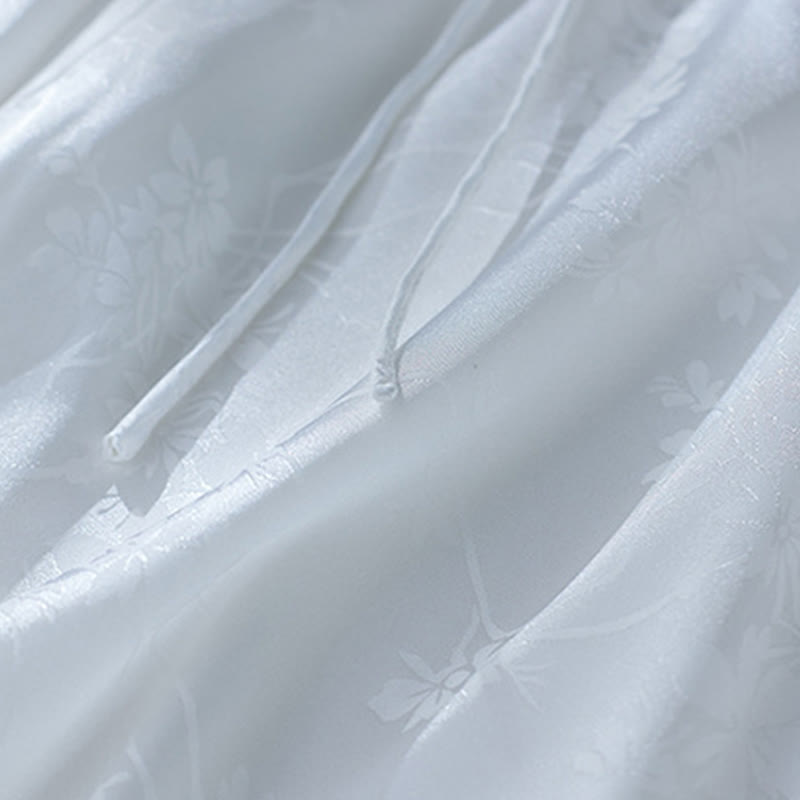 Buddha Stones Summer Solid Color Jacquard Flower Slit Design Three Quarter Sleeve Women's Shirt - image 13